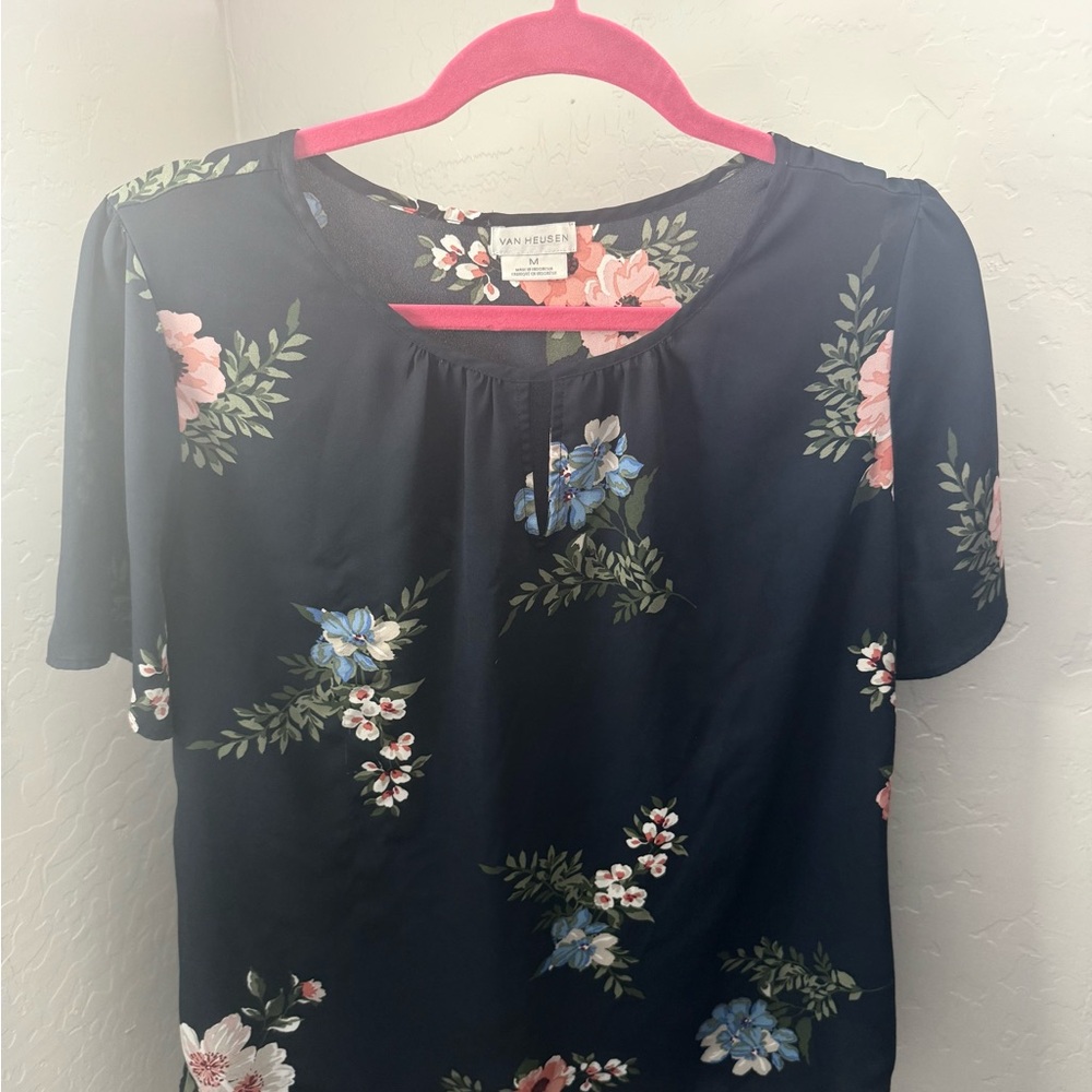 Navy Floral Top by Van Heusen